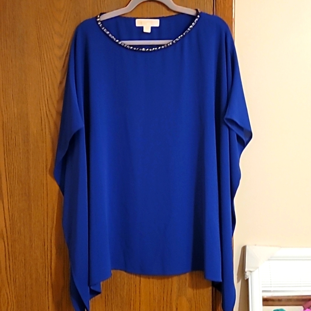 Michael Kors Blue Sleeveless Draped Boho Style Flowy Top